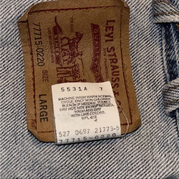 Levis Denim Jacket Mens Large Light Wash Trucker Button Front Red Tab Pockets - Picture 4 of 5